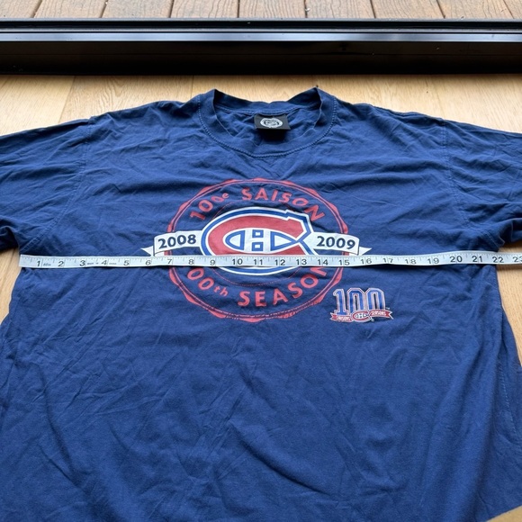 MONTREAL CANADIENS Blue 100th Season T-Shirt 2008-2009 - L - Picture 5 of 8